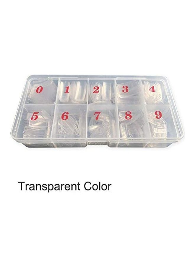 مجموعة أظافر اصطناعية لاصقة مصنوعة من الأكريليك بنمط فرنسي - مكونة من 500 قطعة شفافة - Image 1