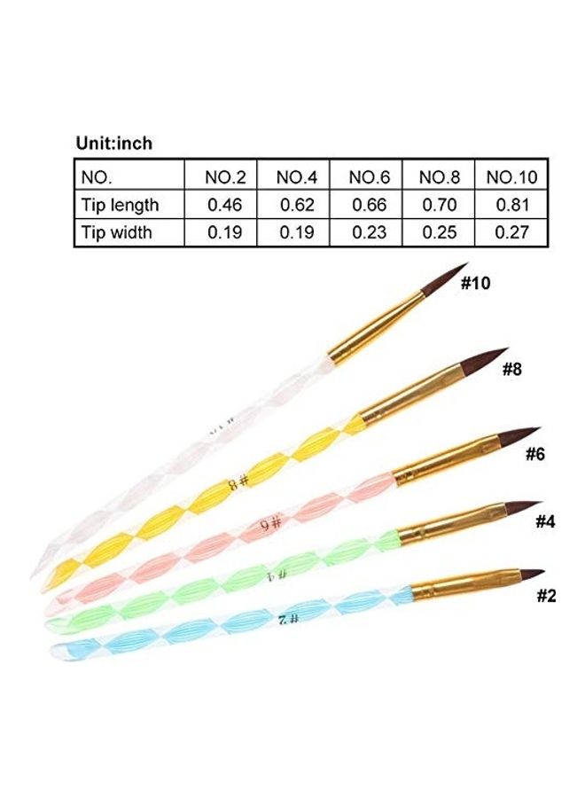 مجموعة فرش من الأكريليك لتزيين الأظافر من 5 قطع متعدد الألوان - Image 2