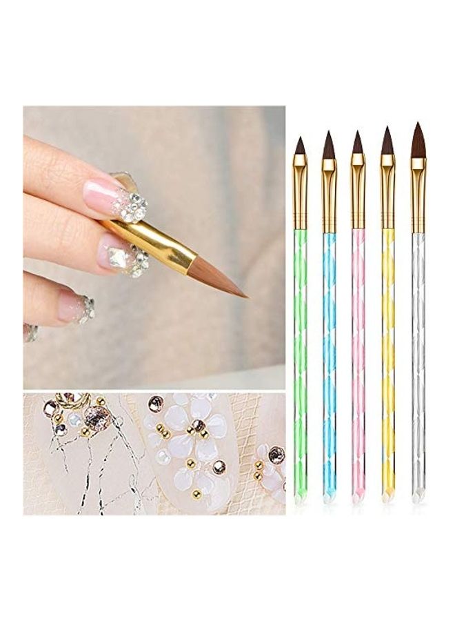 مجموعة فرش من الأكريليك لتزيين الأظافر من 5 قطع متعدد الألوان - Image 5