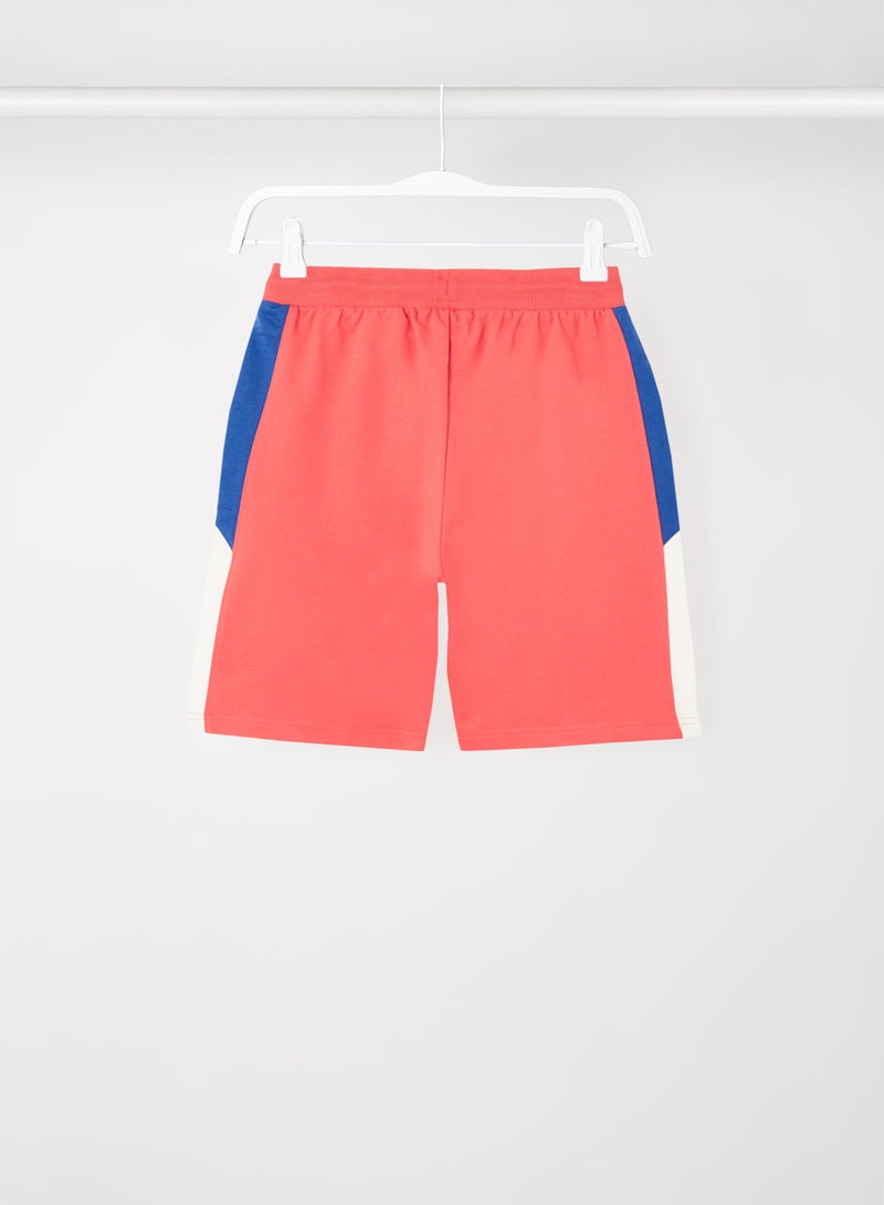ABOF - Colourblock Pattern Elastic Waistband Drawstring Shorts Pink/White/Blue - Image 1
