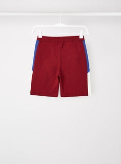 ABOF Colourblock Pattern Elastic Waistband Drawstring Shorts Red/Blue/White  - Image 2