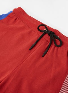ABOF Contrast Stripe Detail Elastic Waistband Drawstring Shorts Red/Blue/White  - Image 3