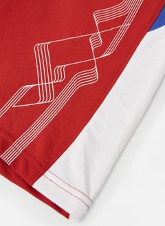 ABOF Contrast Stripe Detail Elastic Waistband Drawstring Shorts Red/Blue/White  - Image 4