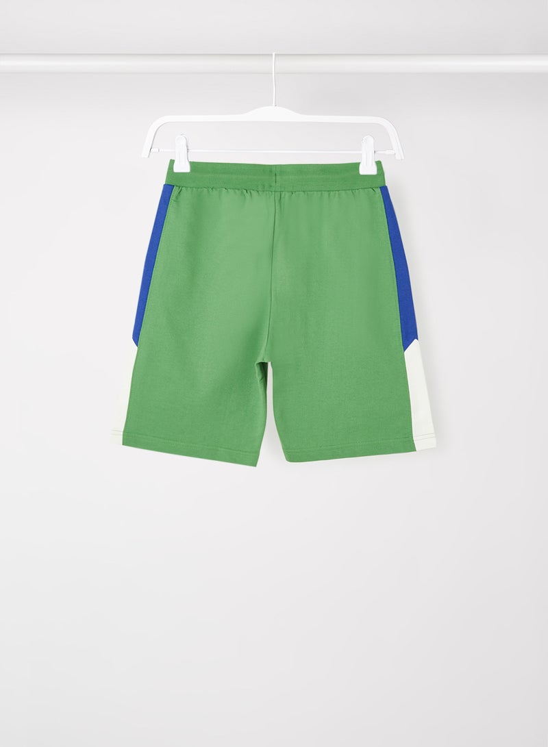 ABOF Colourblock Pattern Elastic Waistband Drawstring Shorts Mint Green/Blue/White - Image 2