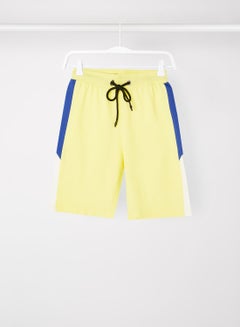 ABOF Colourblock Pattern Elastic Waistband Drawstring Shorts Yellow/Blue/White  - Image 1