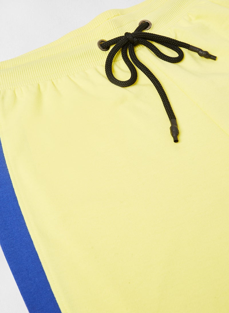 ABOF - Colourblock Pattern Elastic Waistband Drawstring Shorts Yellow/Blue/White - Image 1
