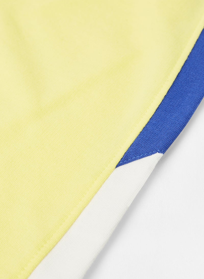 ABOF - Colourblock Pattern Elastic Waistband Drawstring Shorts Yellow/Blue/White - Image 1
