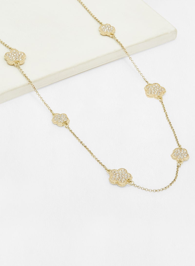 JARDIN D OLEANE - Crystal Pave Five Clover Necklace - Image 1