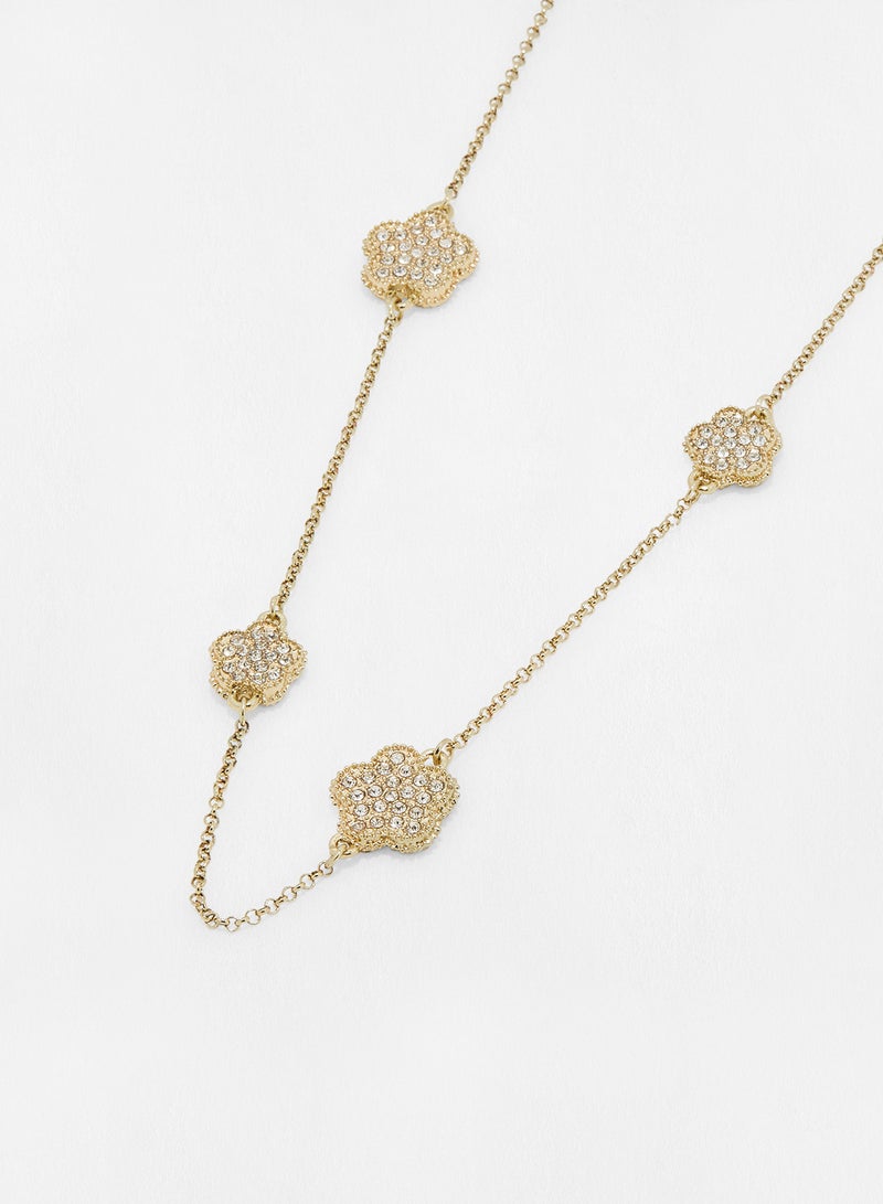 JARDIN D OLEANE - Crystal Pave Five Clover Necklace - Image 1