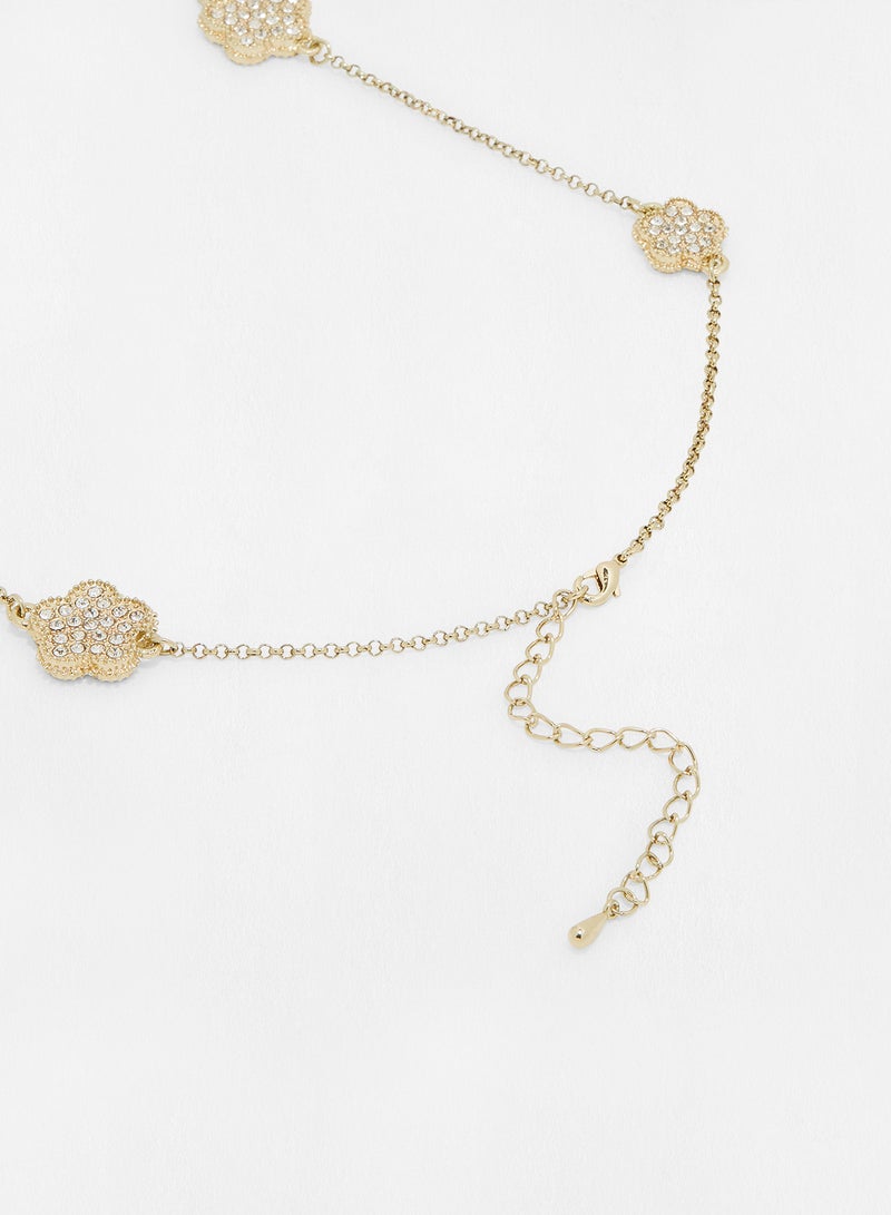 JARDIN D OLEANE - Crystal Pave Five Clover Necklace - Image 1