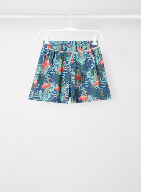 Teen Flamingo Print Shorts Blue