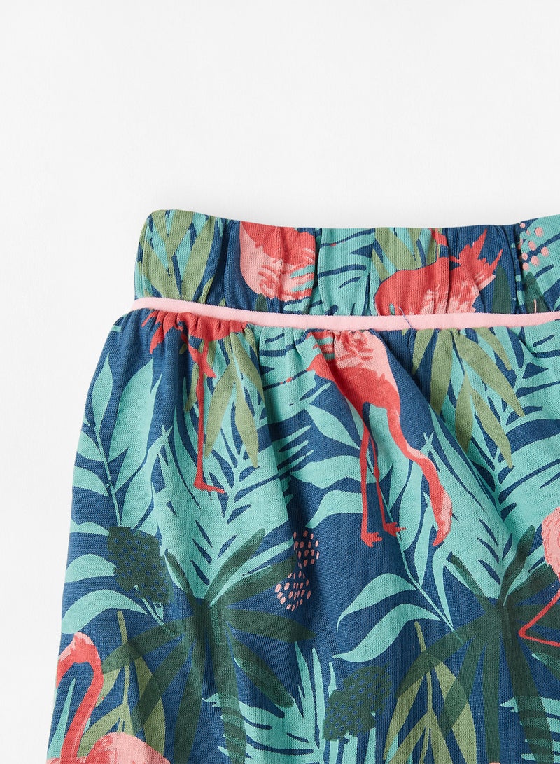 SMYK - Teen Flamingo Print Shorts Blue - Image 1