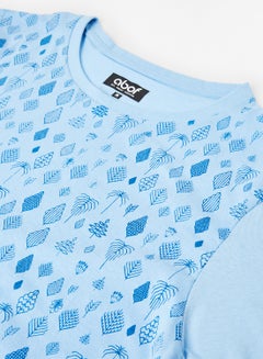 ABOF All Over Printed Regular Fit Crew Neck T-Shirt Light Powder Blue  - Image 4