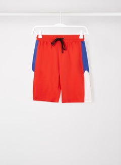 ABOF Colourblock Pattern Elastic Waistband Drawstring Shorts Red/Blue/White  - Image 1