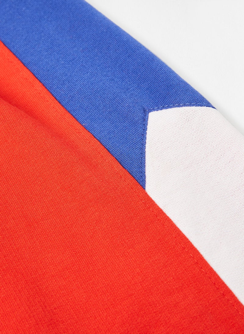 ABOF - Colourblock Pattern Elastic Waistband Drawstring Shorts Red/Blue/White - Image 1