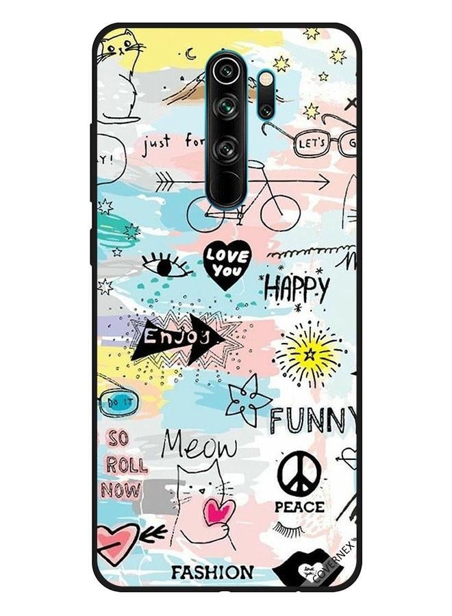 Covernex Xiaomi Redmi Note 8 Pro Protective Case Cover Printed Featuring Doodle Meow Enjoy DESIGN_0095 - Image 1