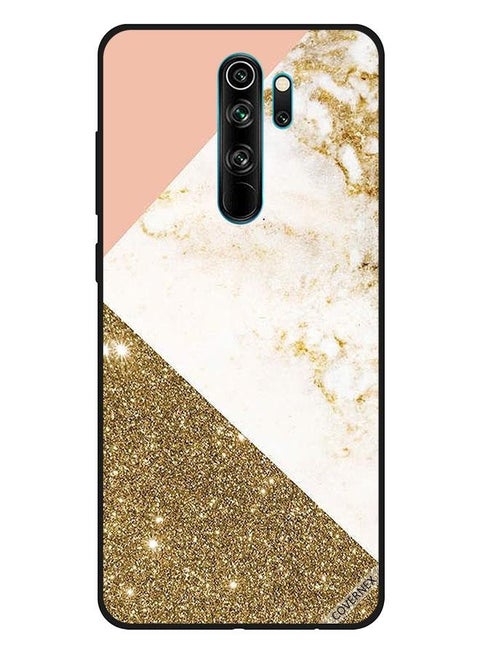 Protective Case Cover For Xiaomi Redmi Note 8 Pro Golden Glitter And Matble Pattern