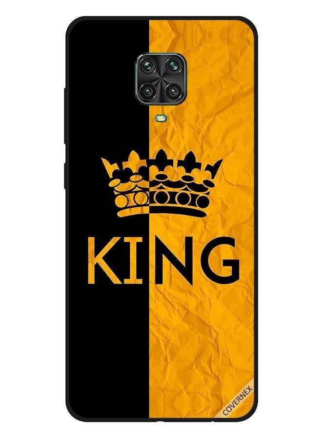 كوفرنيكس غطاء حماية واقٍ لهاتف شاومي ريدمي نوت 9 برو عبارة "King" باللونين الأسود والأصفر  - Image 1