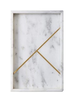 Lushh Rectangular Patterned Marble Tray White  - Image 1