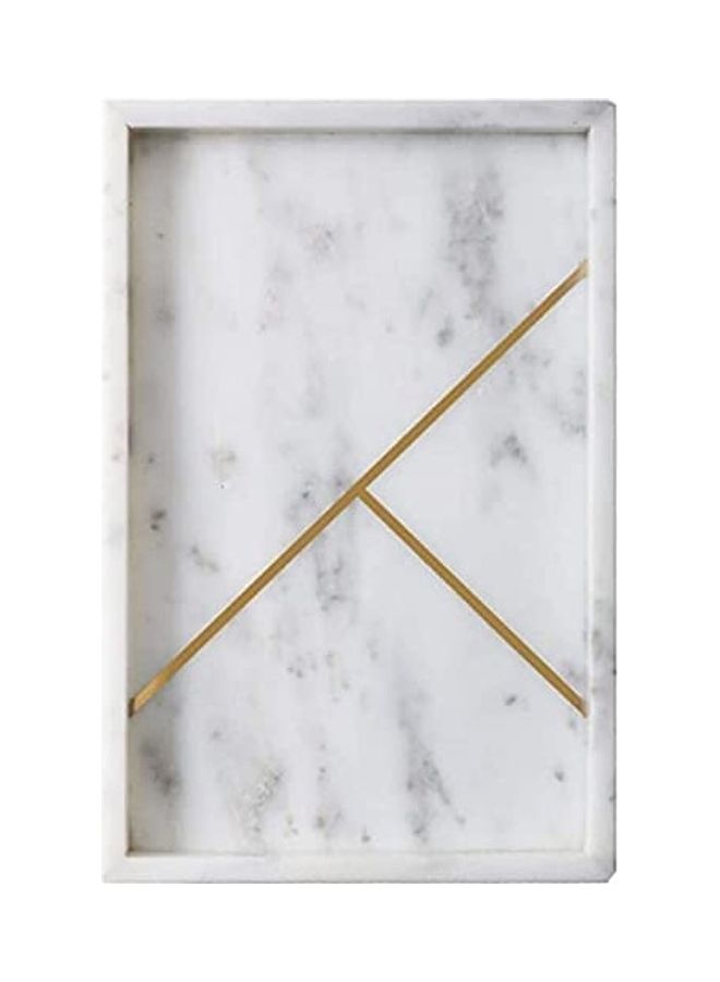 Lushh - Rectangular Patterned Marble Tray White - Image 1