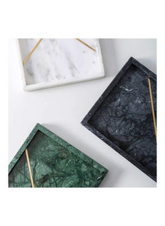 Lushh Rectangular Patterned Marble Tray White  - Image 3