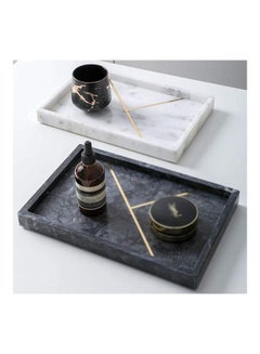 Lushh Rectangular Patterned Marble Tray White  - Image 4