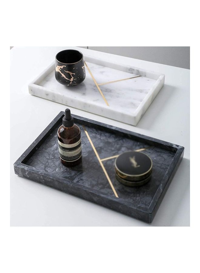 Lushh - Rectangular Patterned Marble Tray White - Image 1