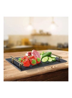 Lushh Patterned Marble Tray with Gold-toned Handles Black 30x20x20cm  - Image 4