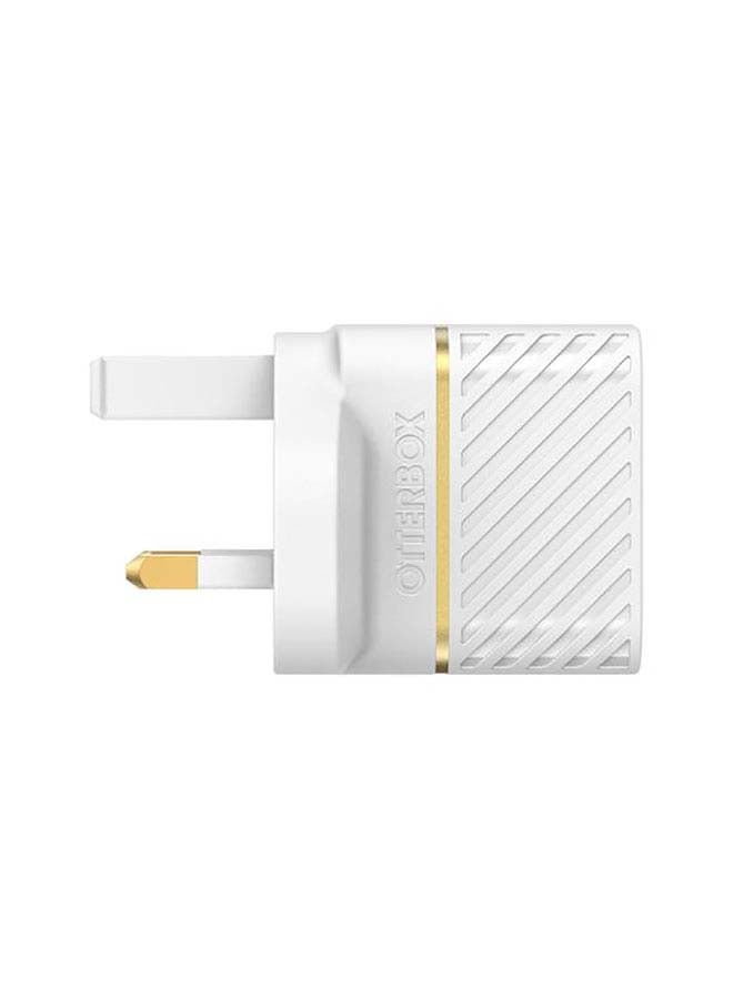 أوتربوكس شاحن جداري متين وسريع وصغير بقابس بريطاني ثلاثي وبقدرة 20 وات للأجهزة بمنفذ USB C أبيض  - Image 3