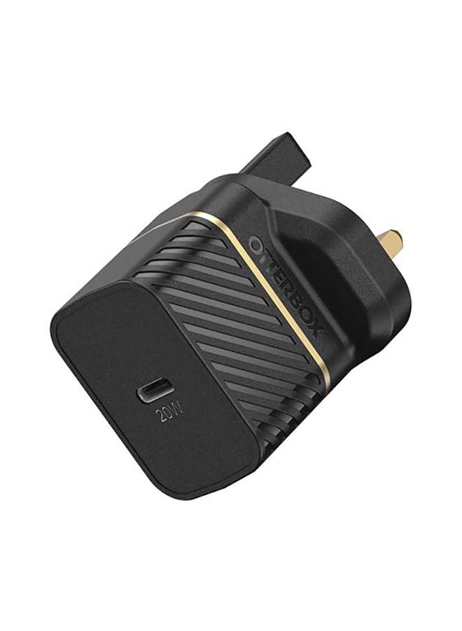 أوتربوكس شاحن جداري يو كيه بقدرة 20 وات + كابل USB-C بطول 1 متر متين وسريع لأجهزة USB-C أسود  - Image 2