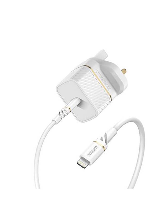 Otterbox UK Wall Charger 20W + USB-C Cable 1M Rugged Fast Compact Charger for USB-C Devices White - Image 1