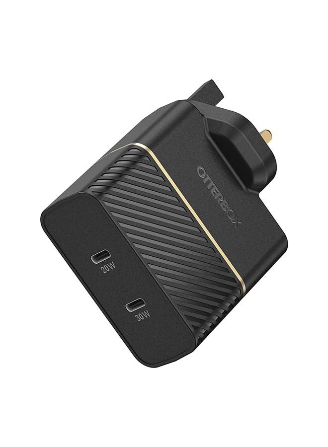 Otterbox 2-USB-C Port Compact Wall Charger 50W Black - Image 1