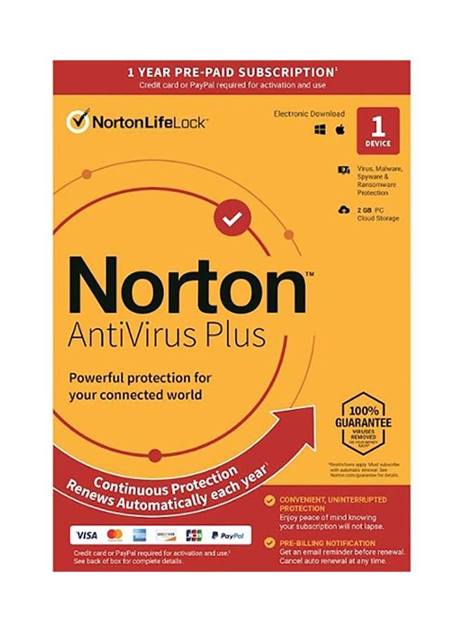 Norton - AntiVirus Plus (1-Device) (1-Year Subscription with Auto Renewal) Yellow/Red - Image 1