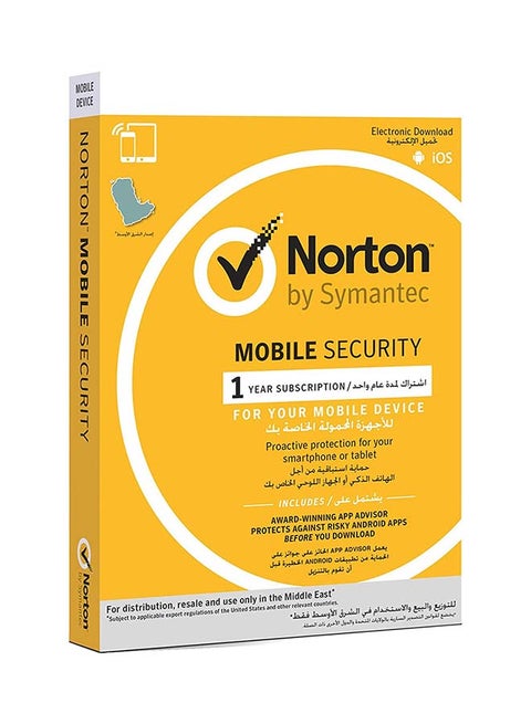 Norton Mobile Security - Android and iPhone, Key Code Download, 1 Device, 1 Year Subscription Yellow