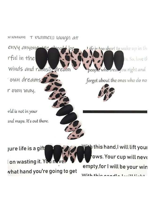 Generic 24-Piece Fake Nail Art Patches Set Black/Pink - Image 2