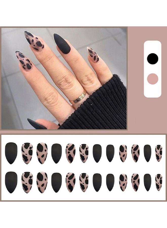 Generic 24-Piece Fake Nail Art Patches Set Black/Pink - Image 3
