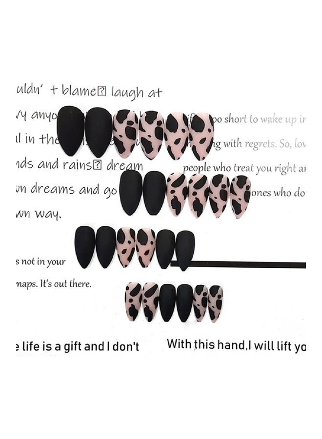 Generic 24-Piece Fake Nail Art Patches Set Black/Pink - Image 5
