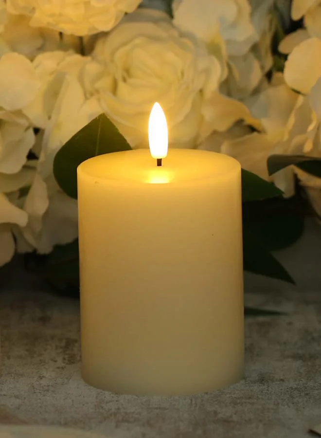 ebb & flow Unscented Wax Pillar Set Unique Luxury Quality Product For The Perfect Stylish Home Candle03 Ivory