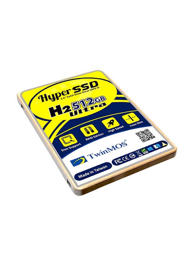 TwinMOS - Hyper SSD H2 Ultra 512GB 2.5 inch Solid State Drive SATA3, Trim Support, RAID Edition, High Speed, 7mm Thin, upto 580 Mbps speed Gold - Image 1