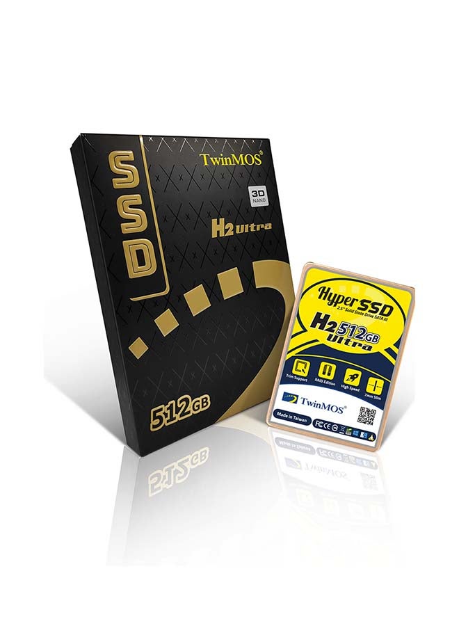 TwinMOS - Hyper SSD H2 Ultra 512GB 2.5 inch Solid State Drive SATA3, Trim Support, RAID Edition, High Speed, 7mm Thin, upto 580 Mbps speed Gold - Image 1