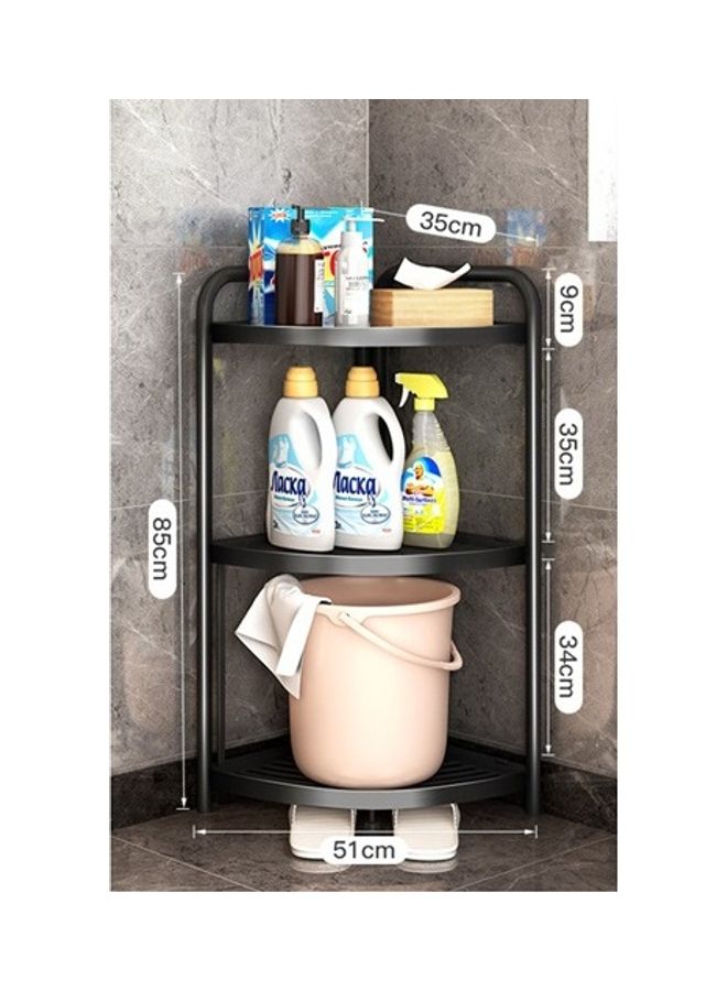 توشيونيكس رف تخزين بالمطبخ بـ 3 طبقات قابل للطي ومصنوع من المعدن أسود 85x51x34سم - Image 2