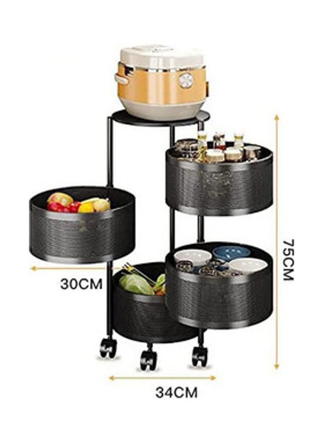 East Lady 4-Tier Metal Vegetable Storage Organizer Rack Black 75x34cm  - Image 2