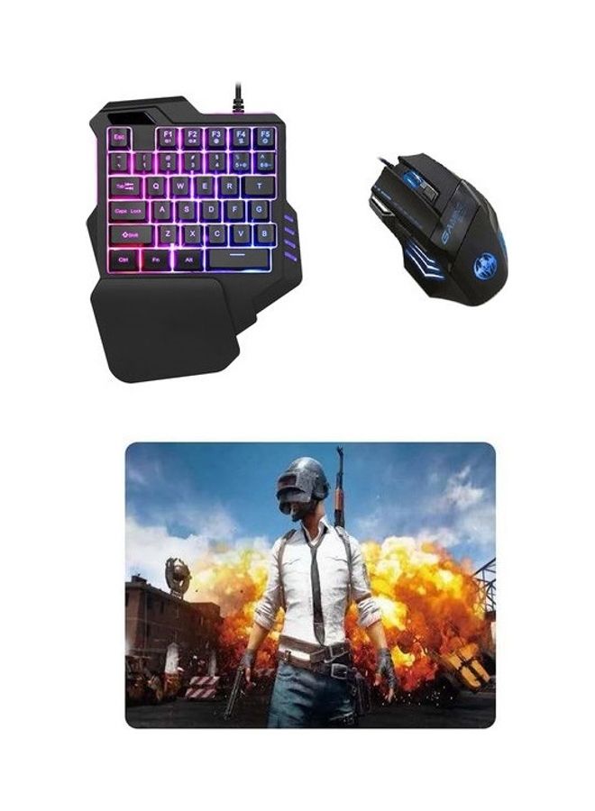 AMTCO Mini Gaming Keyboard with Pubg Print Mouse Pad and Gaming Mouse - Image 1