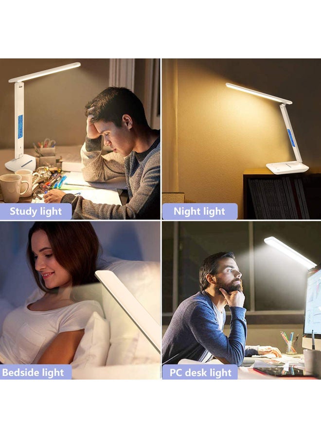 عربست - مصباح مكتبي LED بخاصية الشحن اللاسلكي مع ساعة منبه وتقويم لدرجة الحرارة أسود - Image 1