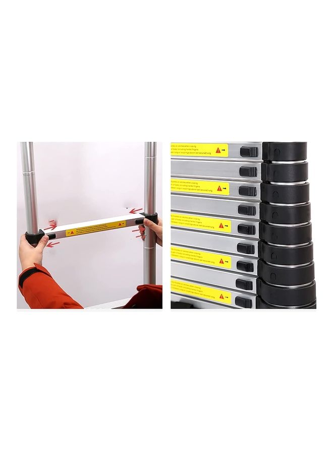 IBAMA Telescopic Aluminum Alloy Folding Extendable Extension Ladder Multi Purpose for Home Office Loft Silver/Black 3.8meter - Image 2