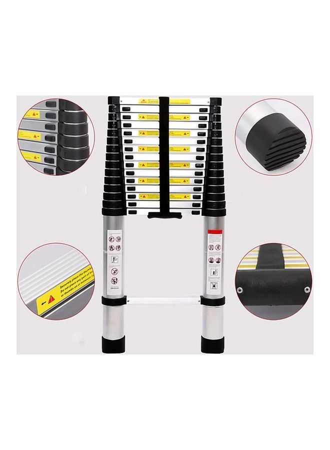 IBAMA Telescopic Aluminum Alloy Folding Extendable Extension Ladder Multi Purpose for Home Office Loft Silver/Black 3.8meter - Image 1
