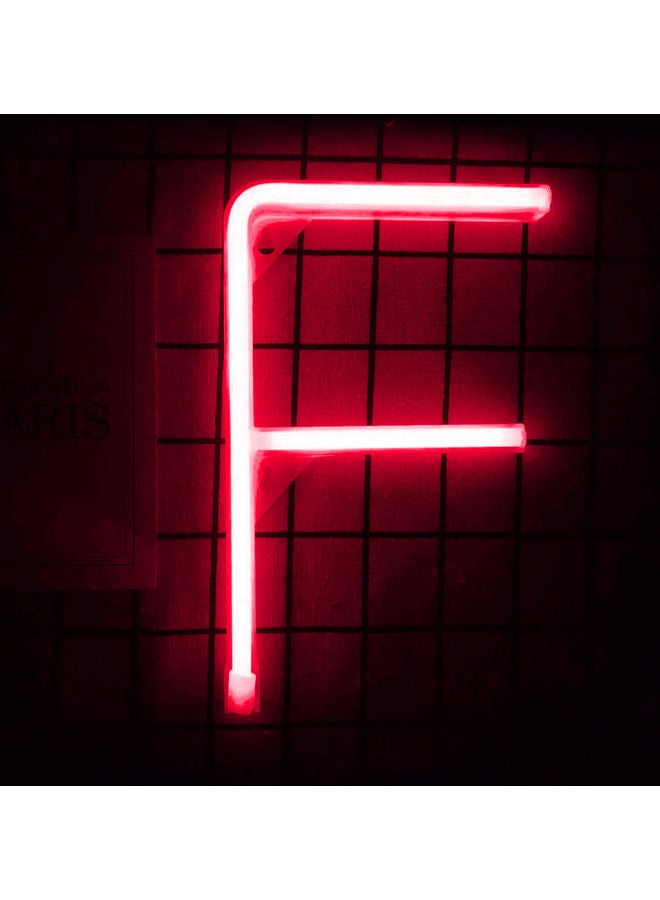 سلة مصباح LED نيون مرن على شكل حرف F أحمر 30x18سم - Image 1