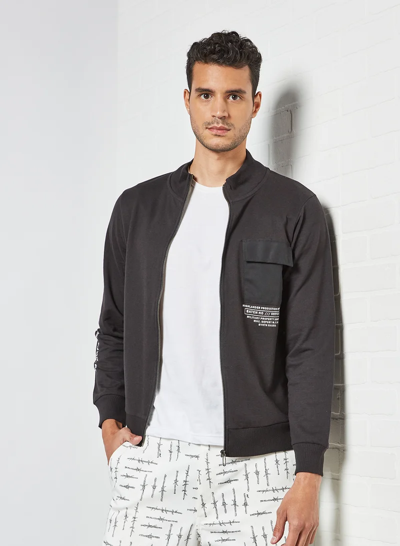 HIGHLANDER Casual Zip Up Jacket Black