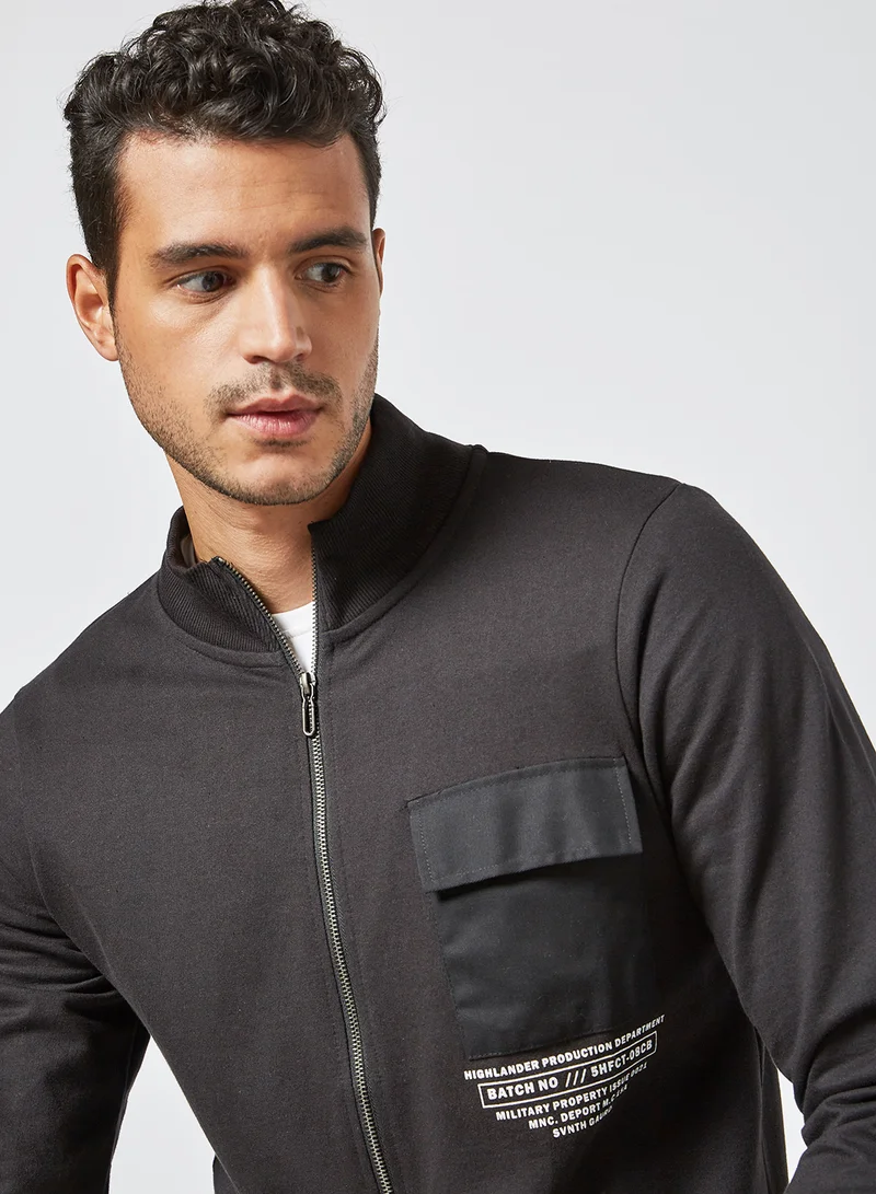 HIGHLANDER Casual Zip Up Jacket Black