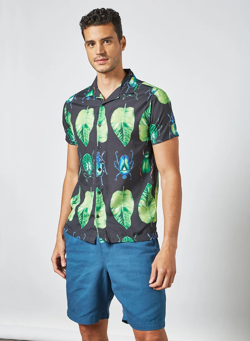 STATE 8 Beetle Print Shirt Black